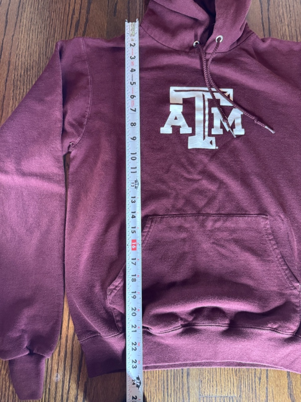 Texas A&M Champion Maroon White Lettering Hoodie Size S - Picture 8 of 9